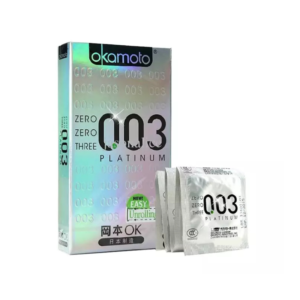 Bao cao su Okamoto 0.03 Platinum Nhật Bản hỗ trợ tránh thai an toàn, ngăn ngừa HIV và các bệnh lây qua đường tình dục (Hộp 10 cái)