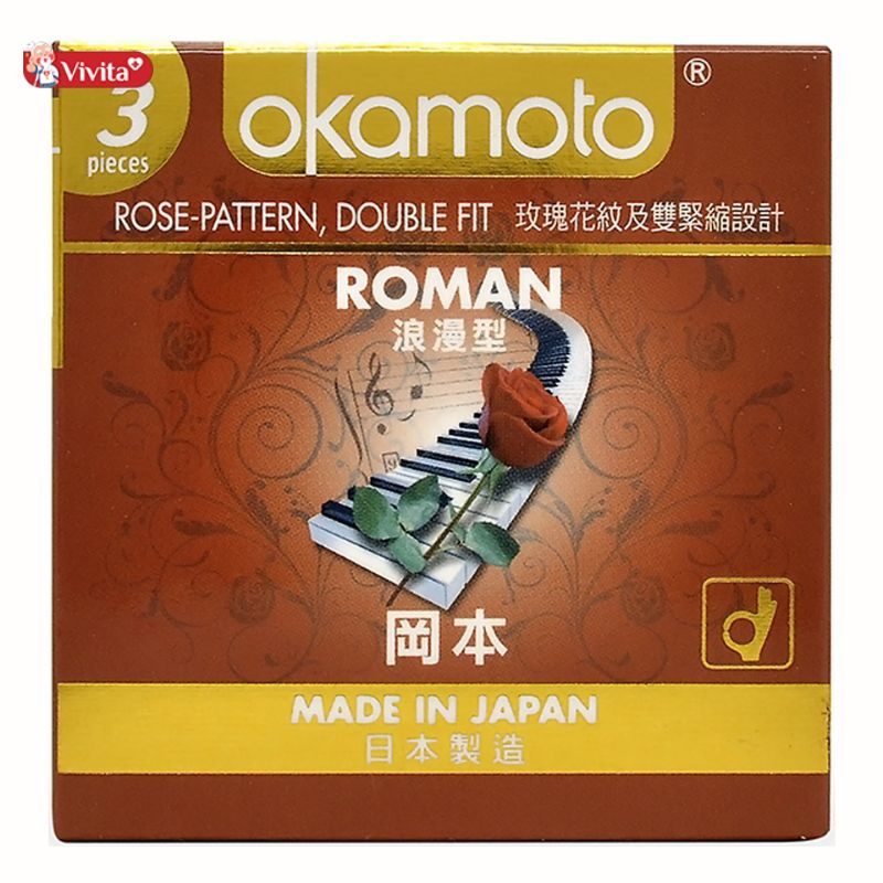Bao Cao Su Okamoto Roman Gân Hoa Hồng
