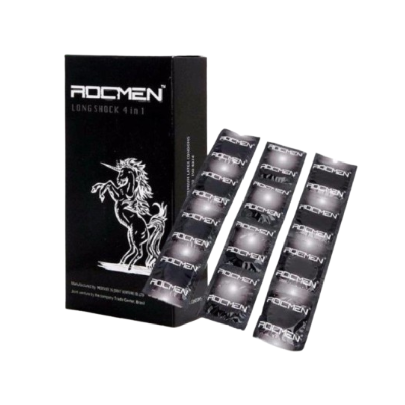 Bao cao su Rocmen Long Shock hỗ trợ tránh thai, tăng khoái cảm và hỗ trợ kéo dài thời gian quan hệ (Hộp 12 cái)