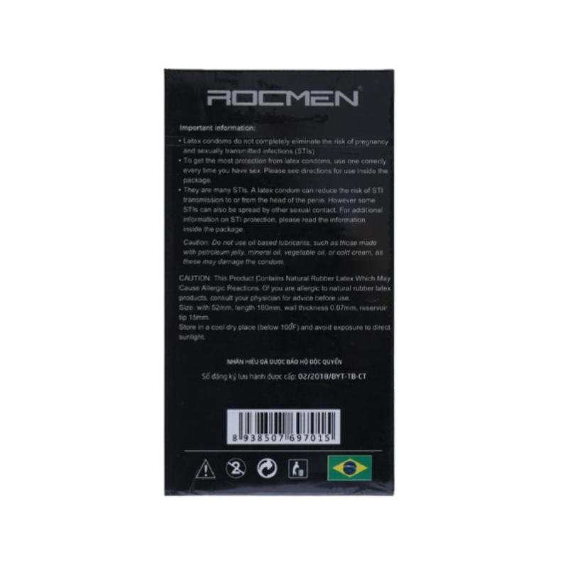 Bao cao su Rocmen Long Shock hỗ trợ tránh thai, tăng khoái cảm và hỗ trợ kéo dài thời gian quan hệ (Hộp 12 cái)