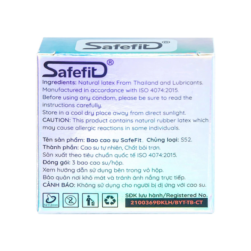 Bao Cao Su Safefit 003 Hỗ Trợ Tăng Cảm Giác Chân Thực, Nhiều Chất Bôi Trơn (Hộp 3 cái)