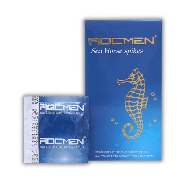 Bao cao su Rocmen Sea Horse (Cá ngựa xanh) Malaysia hỗ trợ tránh thai an toàn, kéo dài thời gian quan hệ, tăng khoái cảm (Hộp 10 cái)
