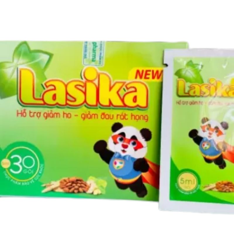 Lasika Siro Hỗ Trợ Giảm Ho, Giảm Đau Rát Họng, Ho Có Đờm (Hộp 30 gói x 5ml)