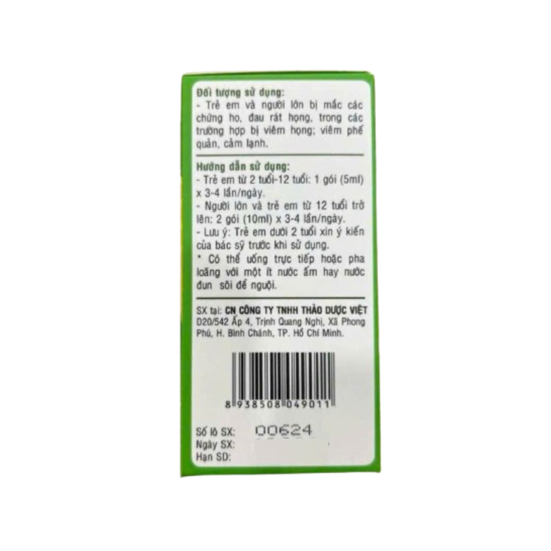 Hati-Tux Syrup Hỗ Trợ Giảm Ho, Bổ Phế, Làm Ấm Đường Hô Hấp (Hộp 20 gói x 5 ml)