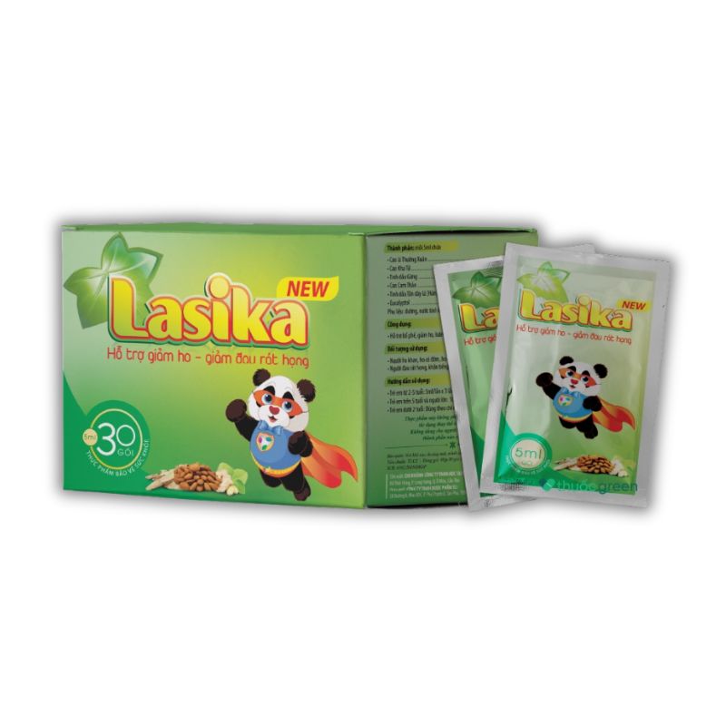 Lasika Siro Hỗ Trợ Giảm Ho, Giảm Đau Rát Họng, Ho Có Đờm (Hộp 30 gói x 5ml)