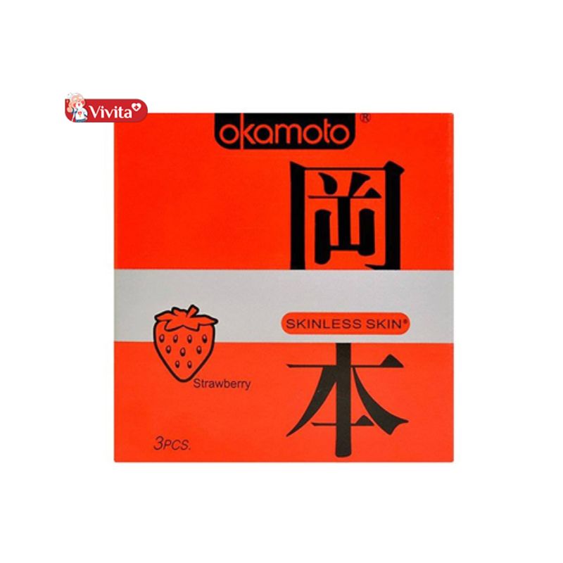 Bao Cao Su Okamoto Skinless Skin Strawberry