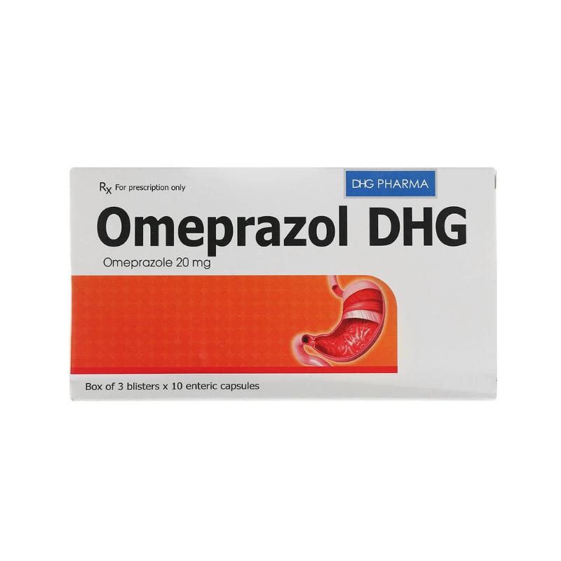 Viên Uống Omeprazol DHG 20mg Điều Trị Trào Ngược Dạ Dày, Thực Quản (Hộp 3 vỉ x 10 viên)