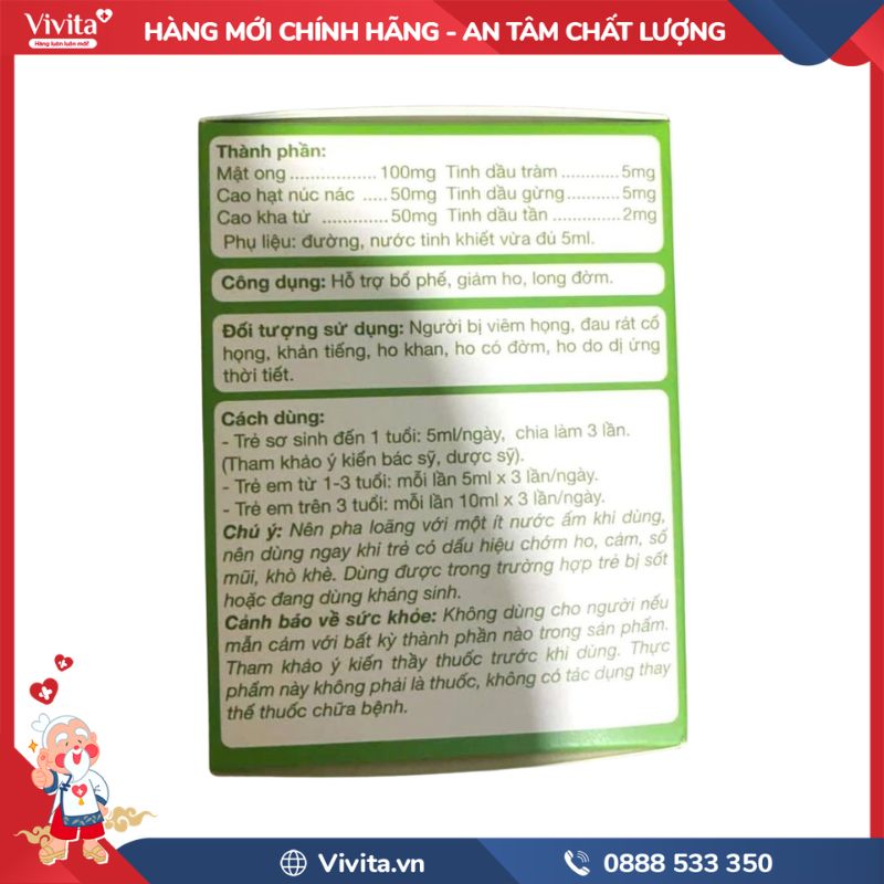 Thành phần Siro Hobee Syrup