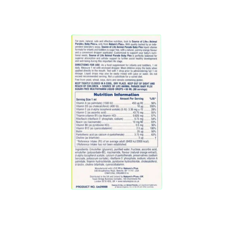 Siro Baby Plex của Mỹ bổ sung vitamin tổng hợp, hỗ trợ ăn ngon, tăng cường đề kháng cho trẻ sơ sinh và trẻ nhỏ (Chai 60ml)