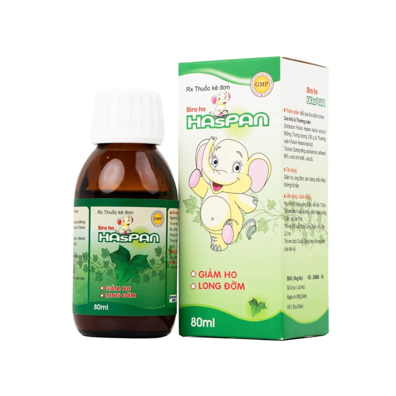Siro ho Haspan 80ml giảm ho, long đờm, hỗ trợ điều trị viêm đường hô hấp cấp có kèm ho (Lọ 80ml)