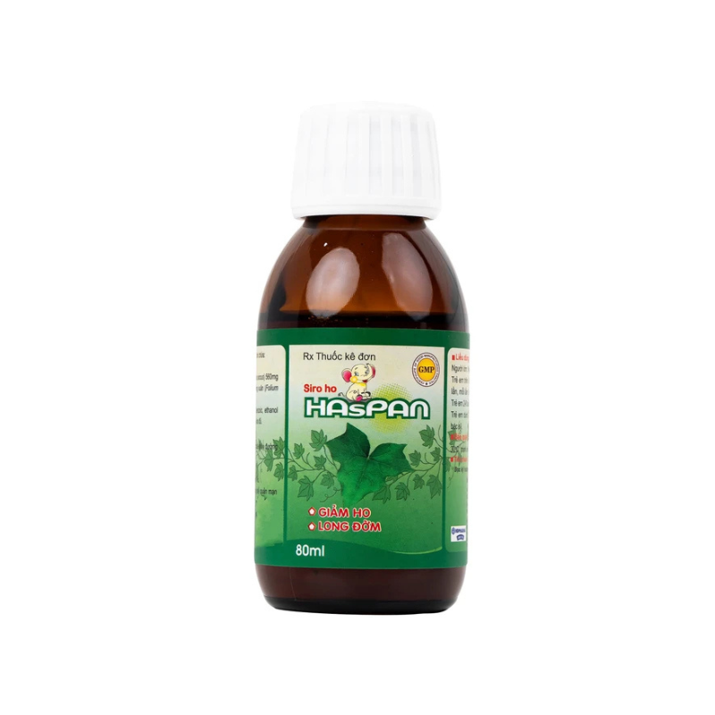 Siro ho Haspan 80ml giảm ho, long đờm, hỗ trợ điều trị viêm đường hô hấp cấp có kèm ho (Lọ 80ml)