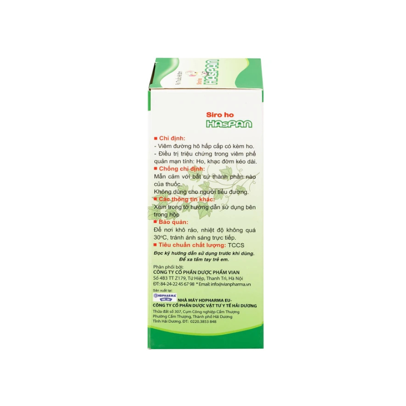 Siro ho Haspan 80ml giảm ho, long đờm, hỗ trợ điều trị viêm đường hô hấp cấp có kèm ho (Lọ 80ml)