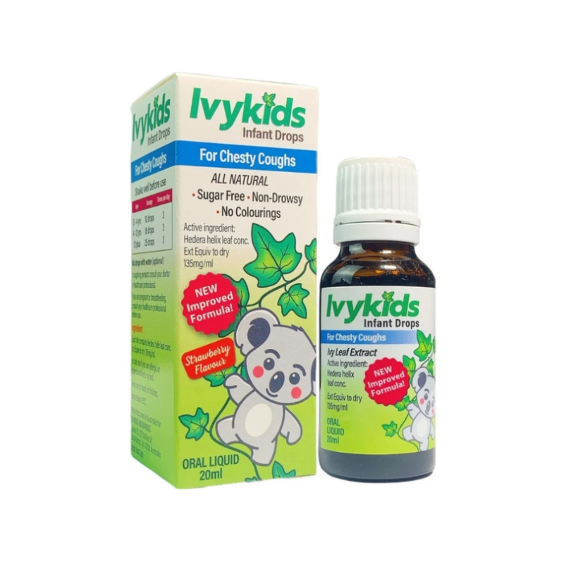 Siro Ivy Kids của Úc hỗ trợ giảm ho, tiêu đờm và làm dịu đường hô hấp cho trẻ sơ sinh và trẻ nhỏ (Lọ 20ml)