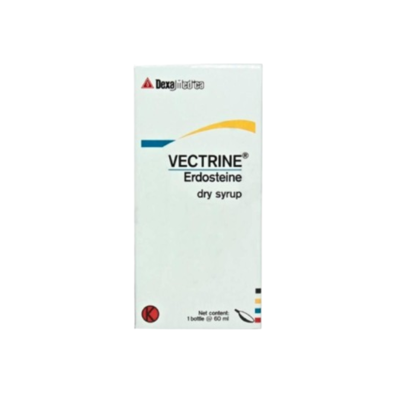 Vectrine 175mg/5ml Dry Syrup của Indonesia tiêu nhầy, giảm đờm, hỗ trợ điều trị các bệnh đường hô hấp có tăng tiết dịch nhầy (Chai 60ml)
