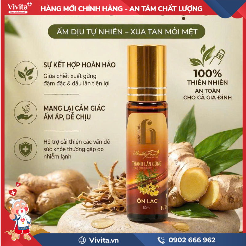Thanh lăn Gừng Thảo dược Ôn Lạc là gì