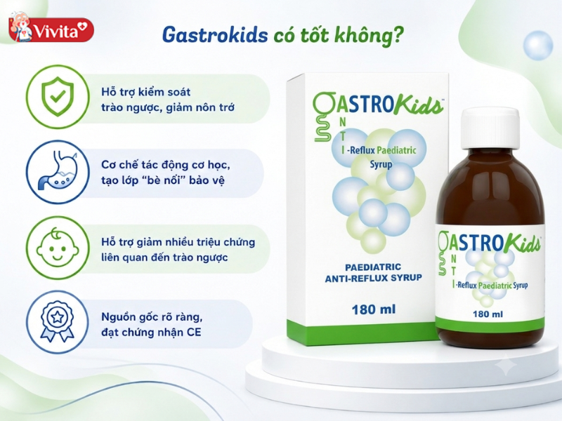 Gastrokids là lựa chọn đáng tham khảo giúp hỗ trợ kiểm soát trào ngược và giảm nôn trớ cho trẻ sơ sinh, trẻ nhỏ