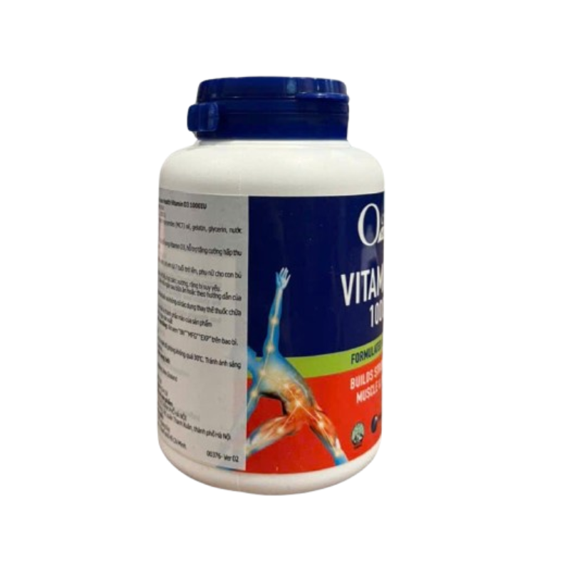 Viên uống Ocean Health Vitamin D3 1000IU của Singapore hỗ trợ bổ sung vitamin D3, tăng hấp thu canxi, giúp xương răng chắc khỏe (Lọ 60 viên)