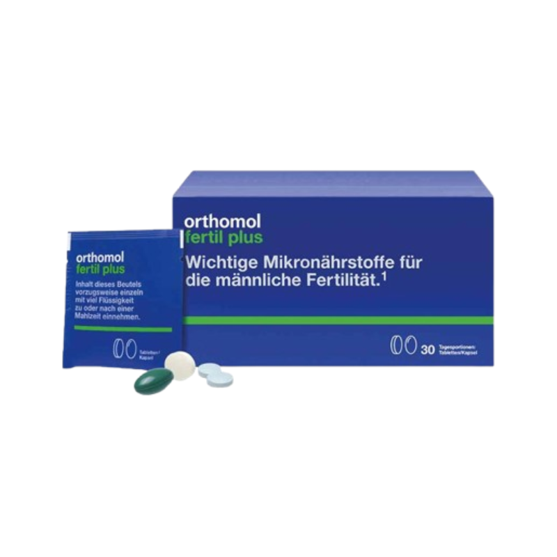 Orthomol Fertil Plus của Đức hỗ trợ tăng cường sức khỏe sinh sản nam giới, cải thiện chất lượng tinh trùng và hỗ trợ quá trình sinh tinh (Hộp 30 gói x 4 viên)