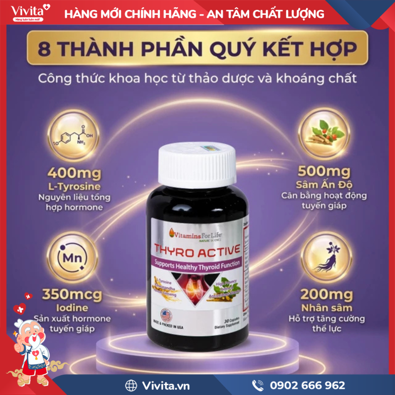 Thành phần của Thyro Active Vitamins For Life