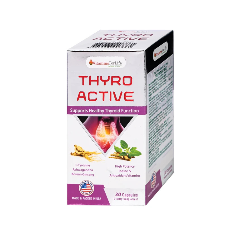 Viên uống Thyro Active Vitamins For Life của Mỹ bổ sung L-Tyrosine, I-ốt, hỗ trợ tăng cường chức năng tuyến giáp (Hộp 30 viên)