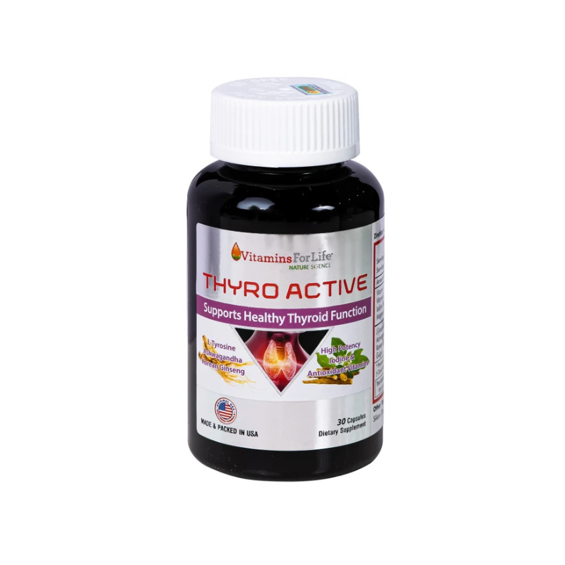 Viên uống Thyro Active Vitamins For Life của Mỹ bổ sung L-Tyrosine, I-ốt, hỗ trợ tăng cường chức năng tuyến giáp (Hộp 30 viên)