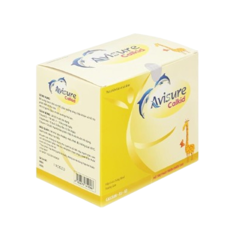 Avisure Calkid bổ sung canxi, vitamin D3, K2 và vitamin PP, hỗ trợ xương răng chắc khỏe (Hộp 30 ống x 10ml)