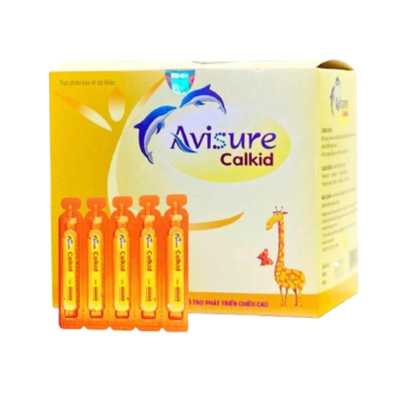 Avisure Calkid bổ sung canxi, vitamin D3, K2 và vitamin PP, hỗ trợ xương răng chắc khỏe (Hộp 30 ống x 10ml)
