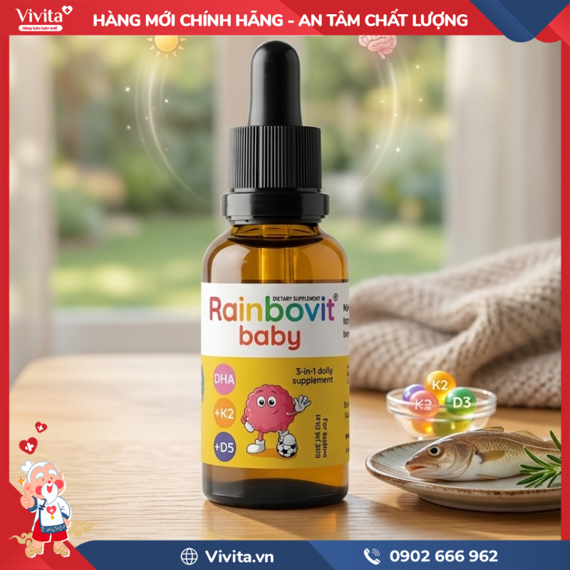 Cách dùng Rainbovit Baby DHA + K2 + D3