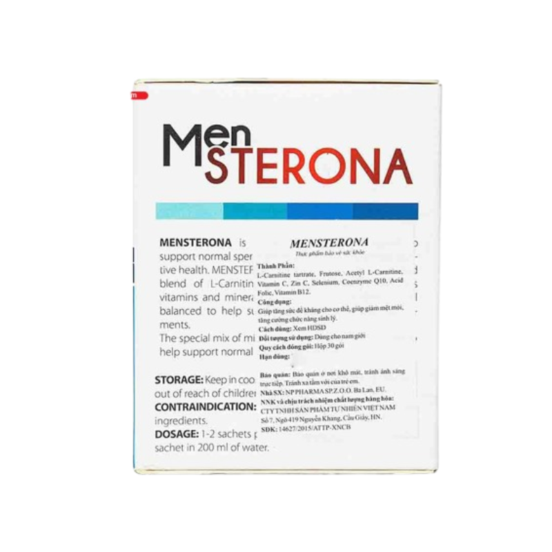 Mensterona của Ba Lan hỗ trợ cải thiện chất lượng tinh trùng và sức khỏe sinh sản nam giới (Hộp 30 gói)
