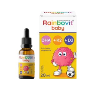 Rainbovit Baby DHA + K2 + D3 của Ba Lan bổ sung DHA, vitamin D3 và vitamin K2 MK-7, hỗ trợ phát triển não bộ, thị lực và hệ xương ở trẻ (Hộp 1 lọ 20ml)
