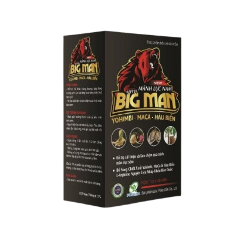 New Mãnh Lực Nam Big Man hỗ trợ bổ thận, tráng dương và chăm sóc sức khỏe sinh lý nam giới (Hộp 36 viên)